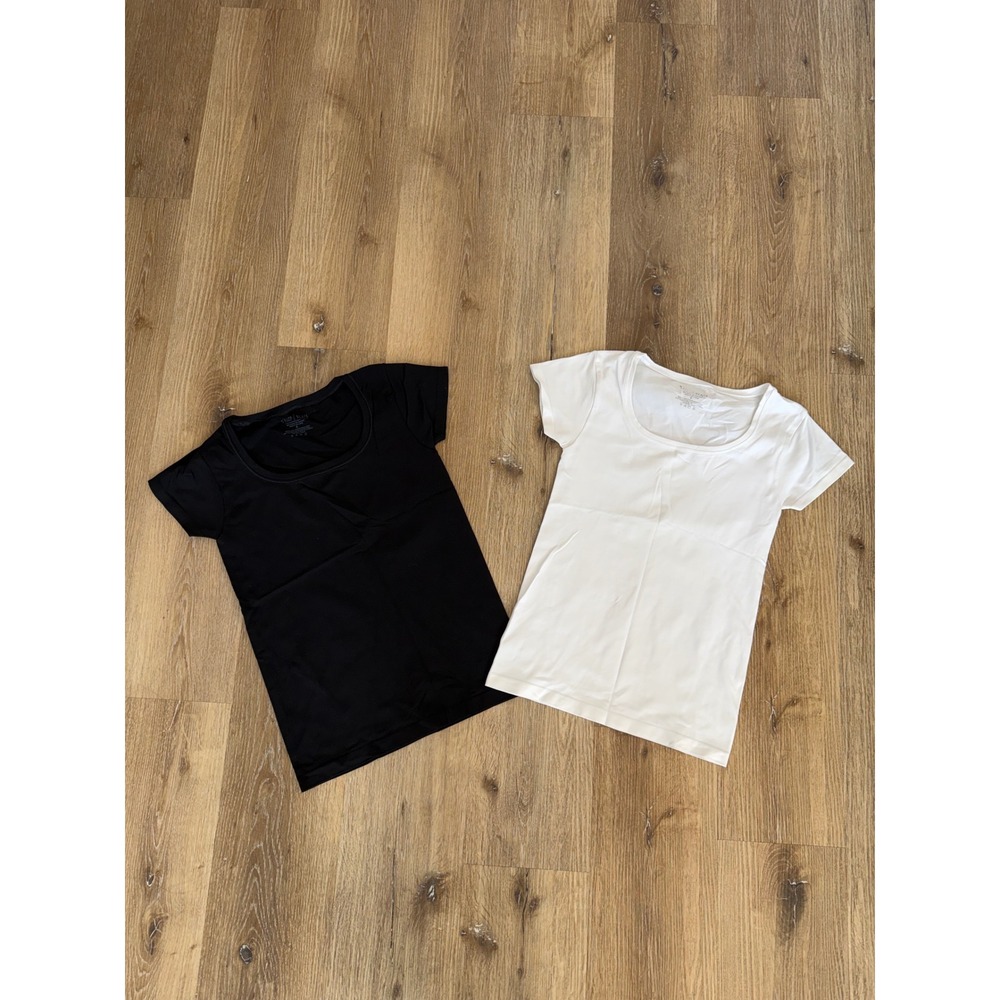 White House Black Market Minimalist Tee Women S Black White Nylon Spandex Set 2